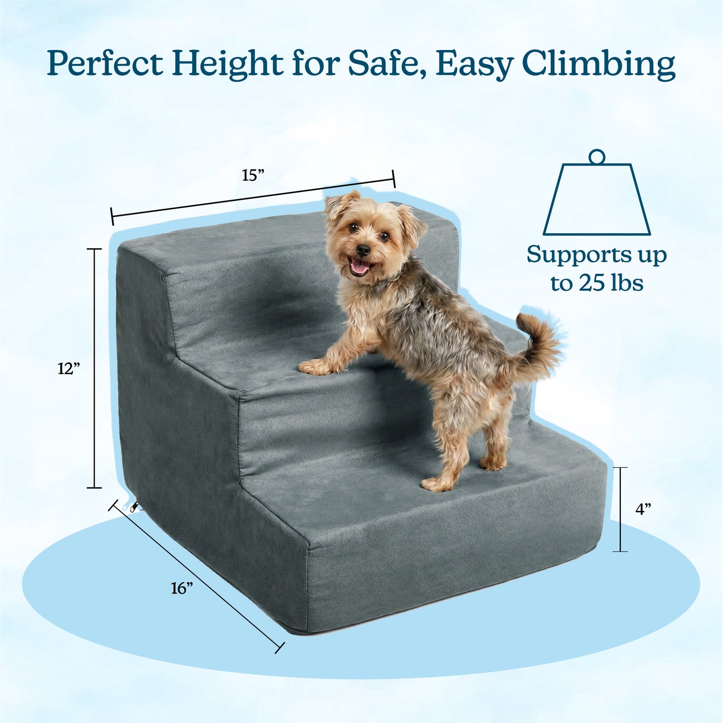 3-Step Nonslip Foam Pet Staircase