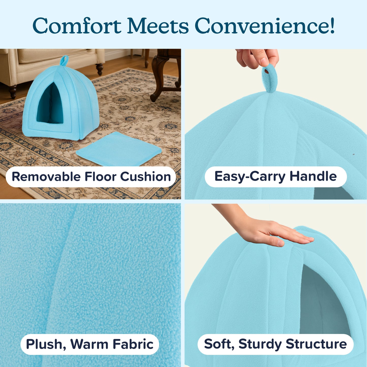 Pet Adobe Cat House for Small Animals, Blue