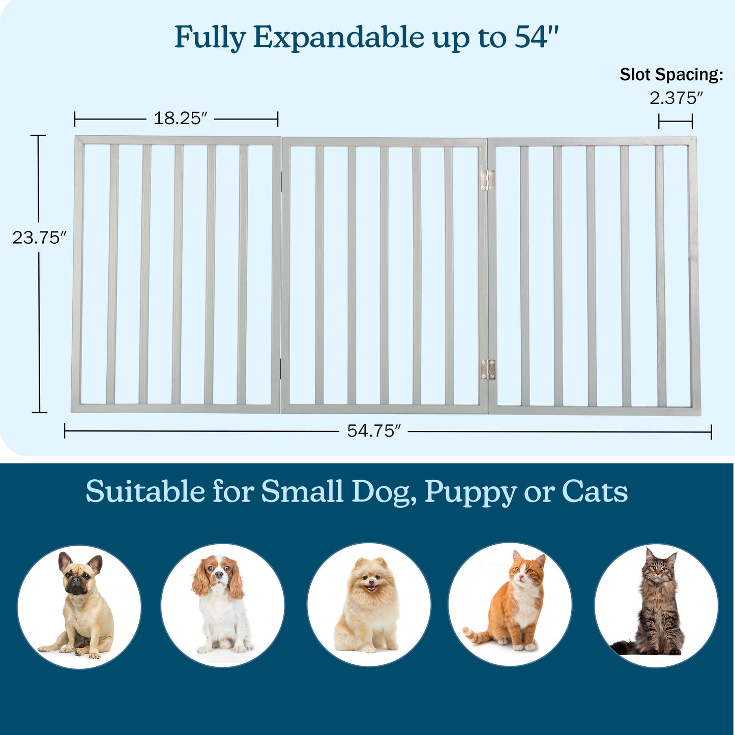 PETMAKER 3-Panel Indoor Foldable Pet Gate, Gray