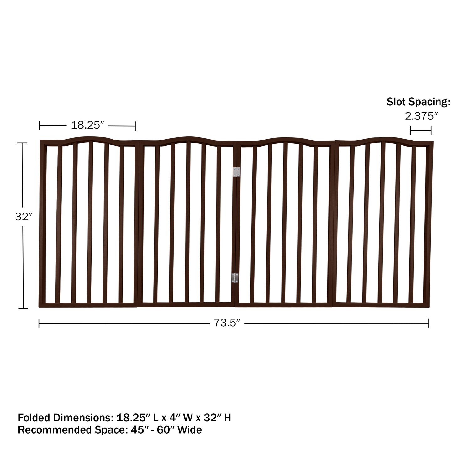 PETMAKER 4-Panel Indoor Foldable Pet Gate, Brown
