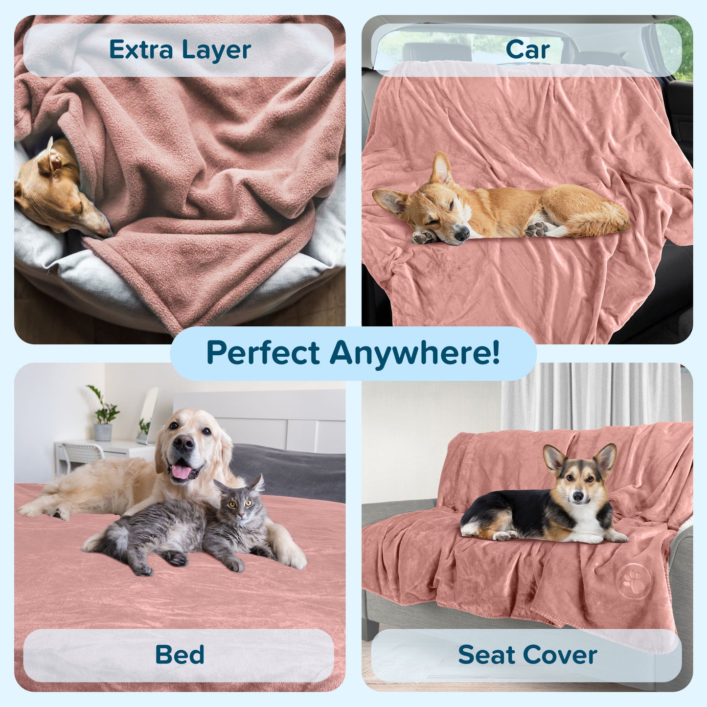 PETMAKER 50x60-Inch Waterproof Dog Blanket, Pink