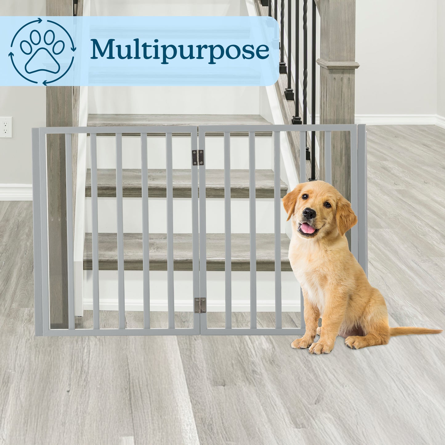 PETMAKER 4-Panel Indoor Foldable Pet Gate, Gray