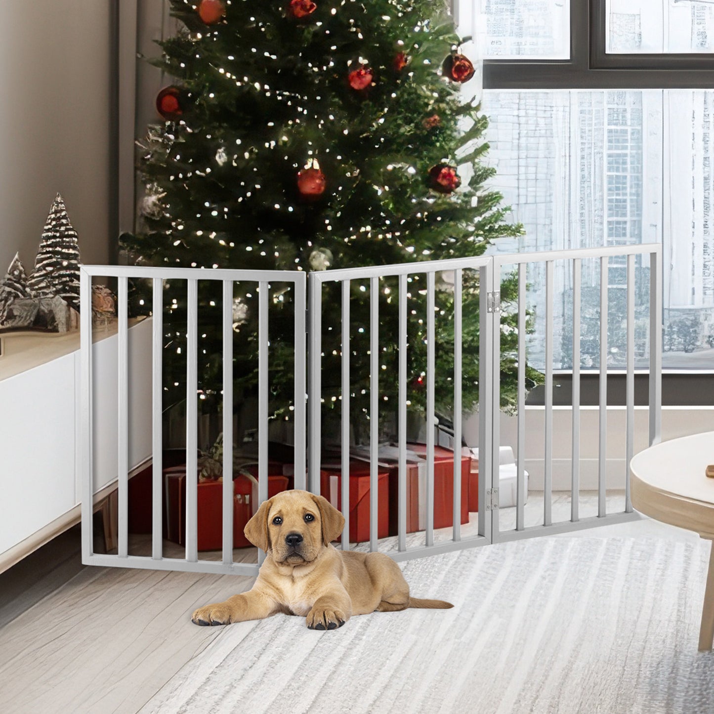 PETMAKER 3-Panel Indoor Foldable Pet Gate, White