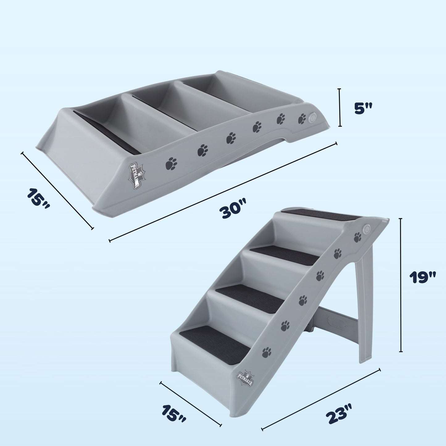 PETMAKER 4-Step Foldable Dog Stairs, Gray