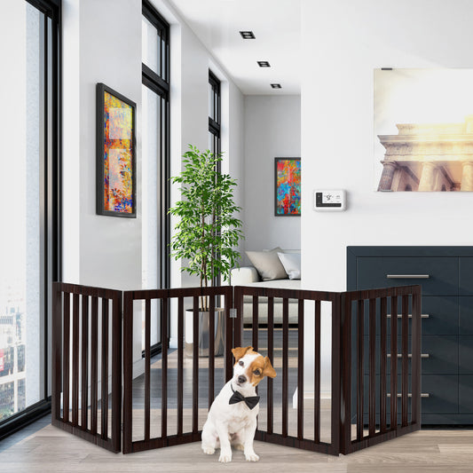 PETMAKER 4-Panel Indoor Foldable Pet Gate, Brown