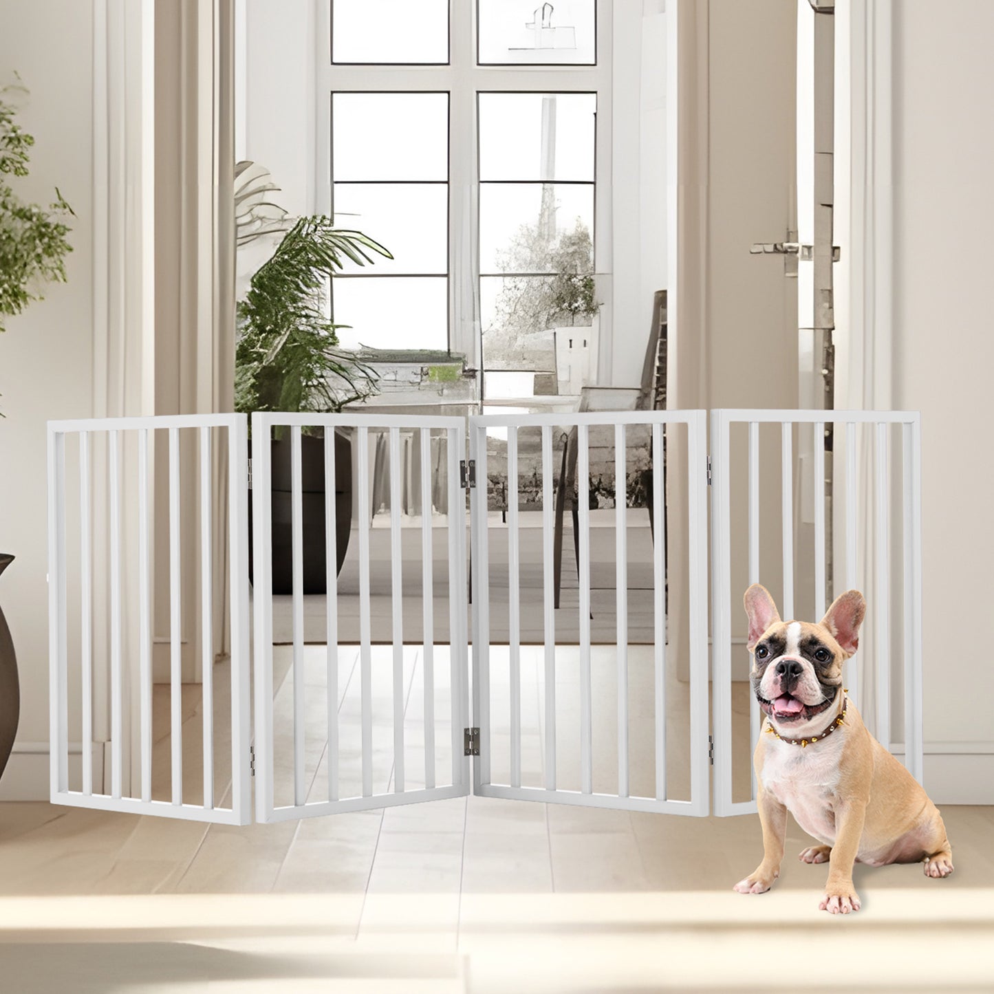 PETMAKER 4-Panel Indoor Foldable Pet Gate, White