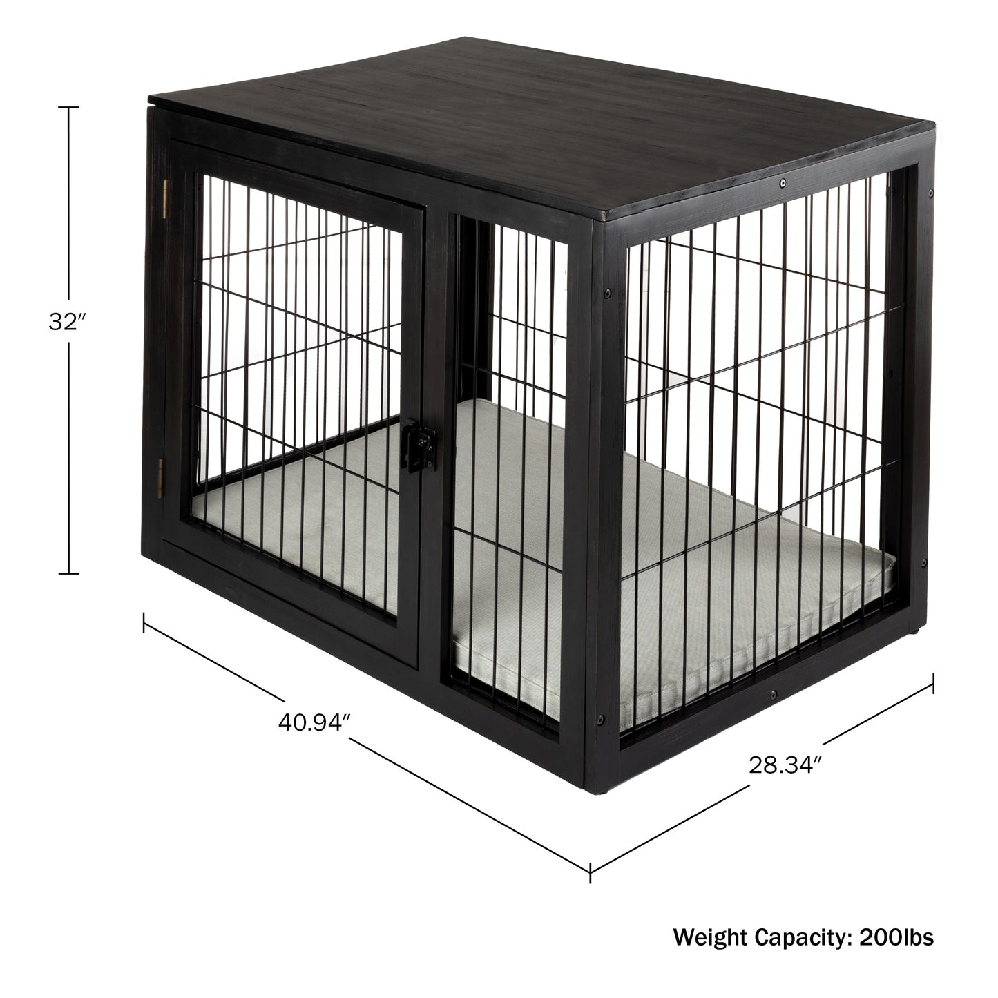 Furniture-Style Dog Crate, Black