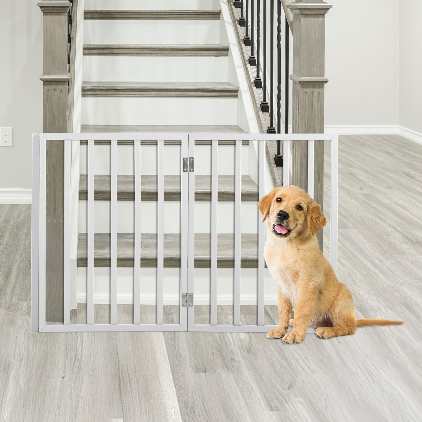 PETMAKER 3-Panel Indoor Foldable Pet Gate, White