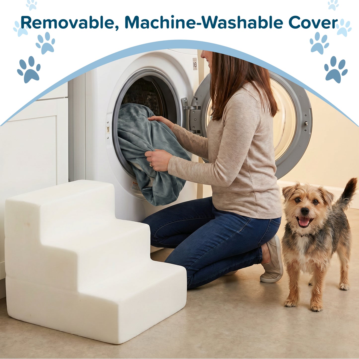 3-Step Nonslip Foam Pet Staircase