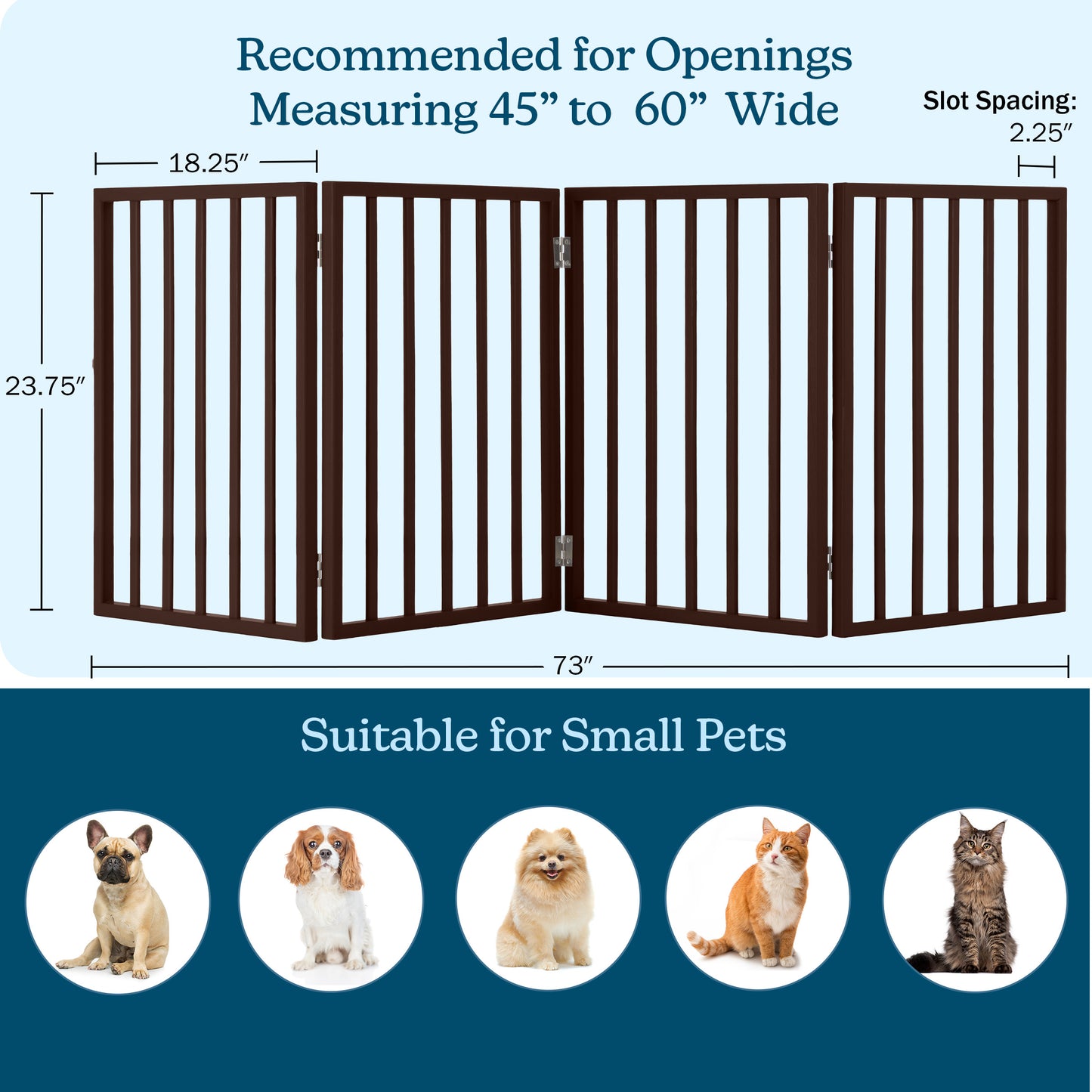 PETMAKER 4-Panel Indoor Foldable Pet Gate, Brown