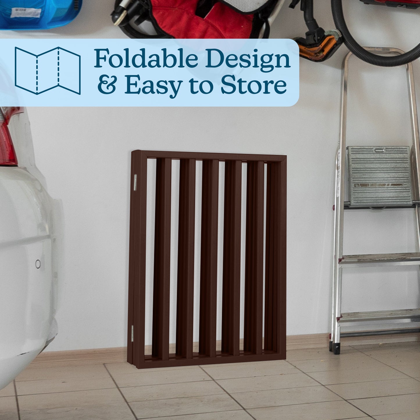 PETMAKER 4-Panel Indoor Foldable Pet Gate, Brown