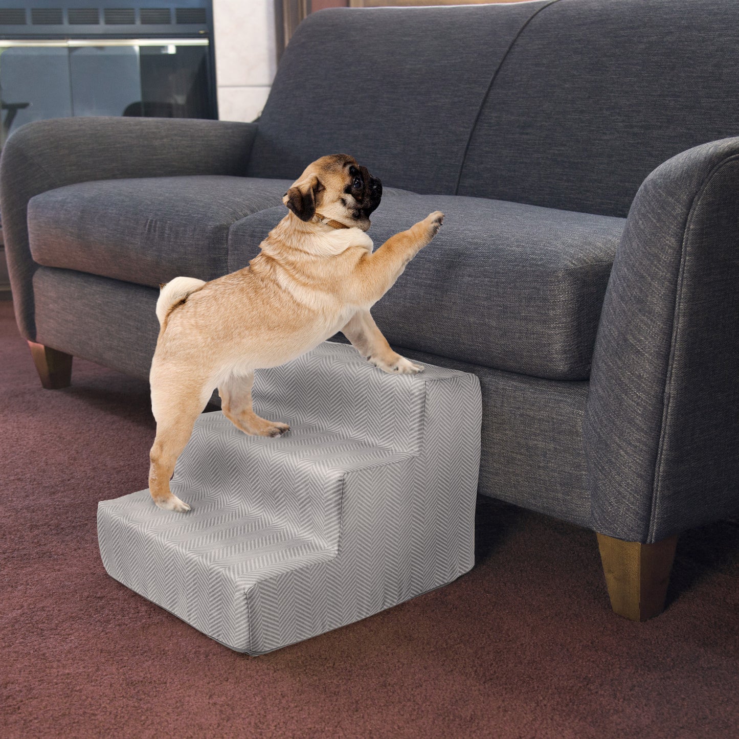 3-Step Nonslip Foam Pet Staircase