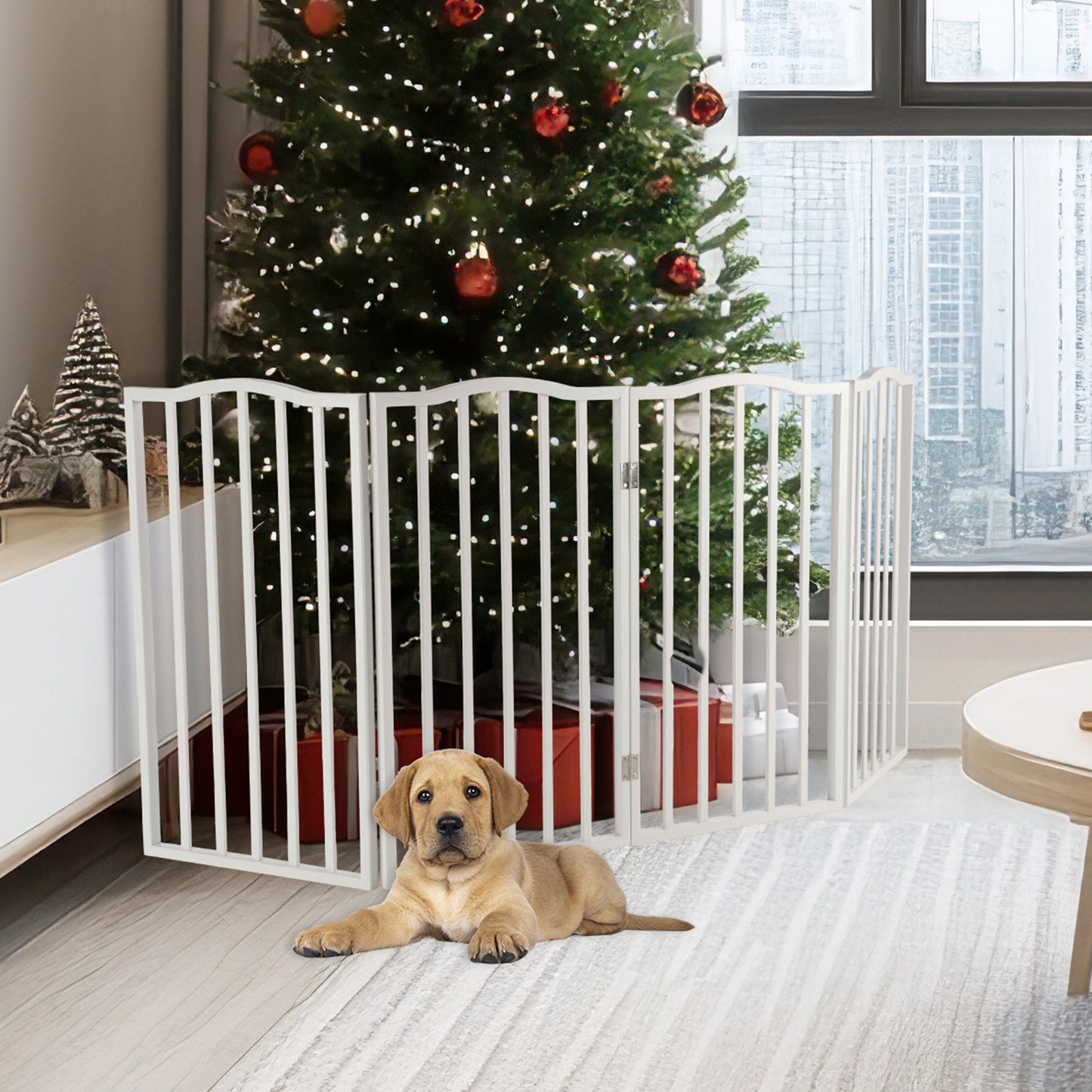 PETMAKER 4-Panel Indoor Foldable Pet Gate, White