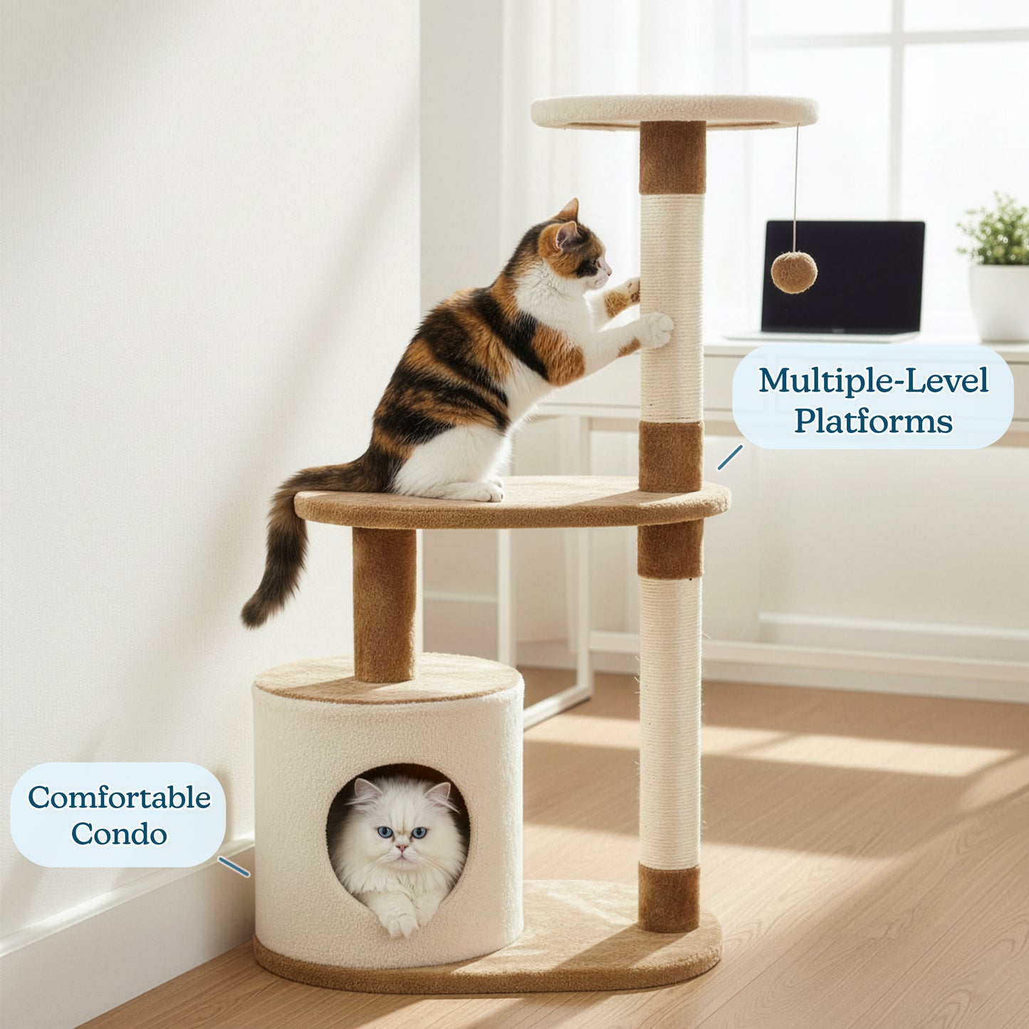 3-Tier Cat Tower with Scratch Posts