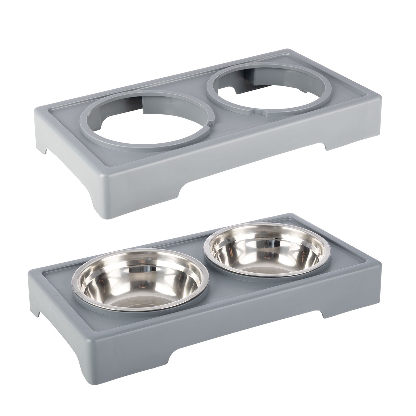 Grepow Adjustable Raised Dog Bowl Stand, Gray