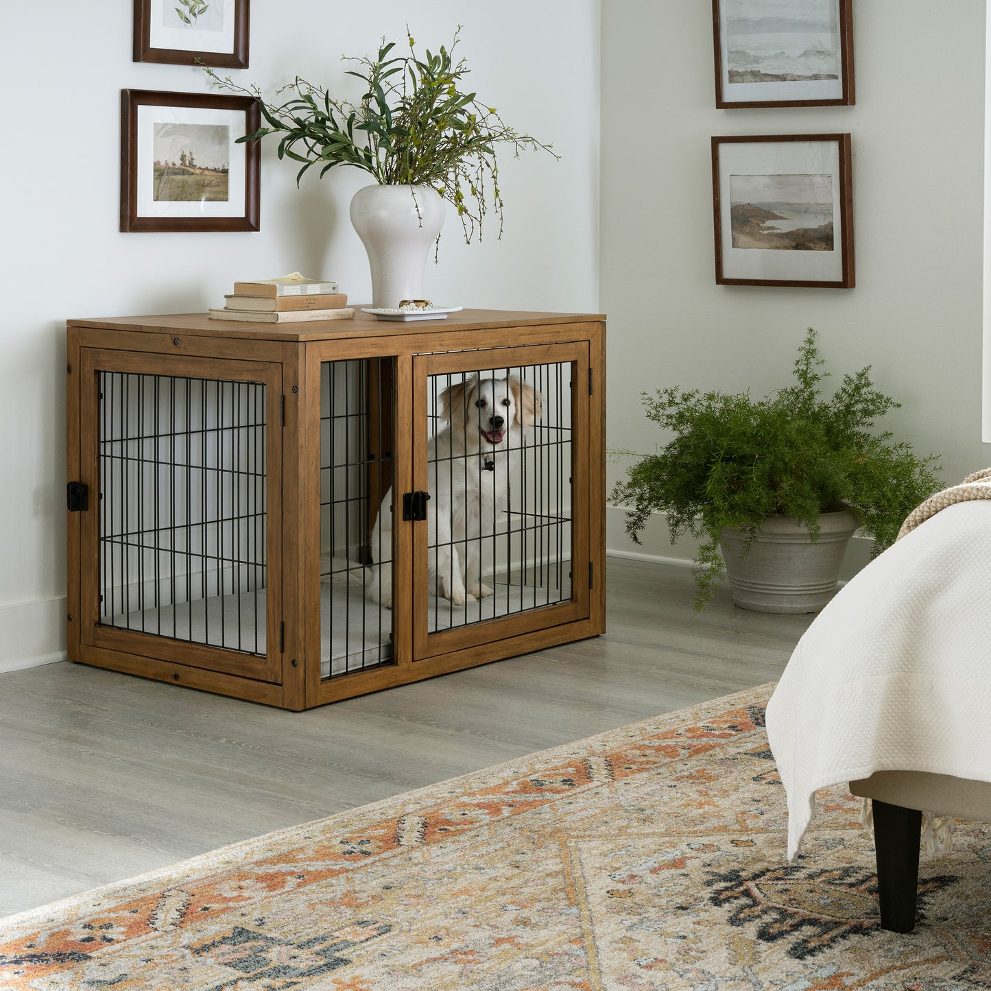 Furniture-Style Dog Crate, Natural
