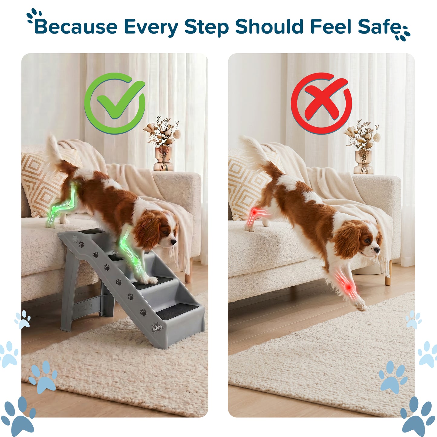 PETMAKER 4-Step Foldable Dog Stairs, Gray