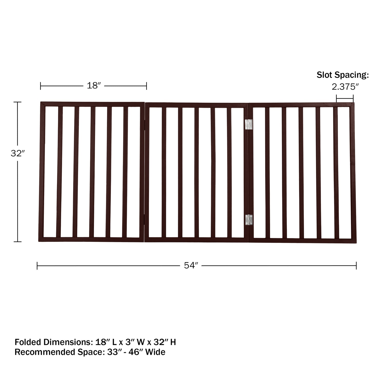 PETMAKER 3-Panel Indoor Foldable Pet Gate, Brown