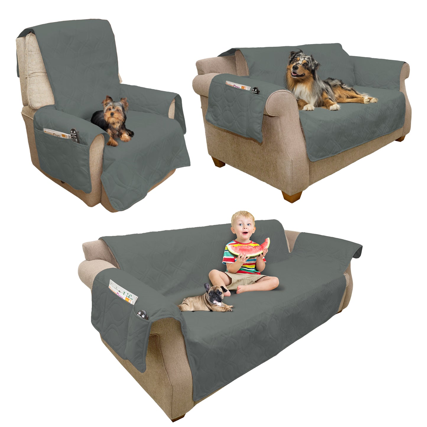 Grepow Chair Cover for Dogs and Kids, Gray