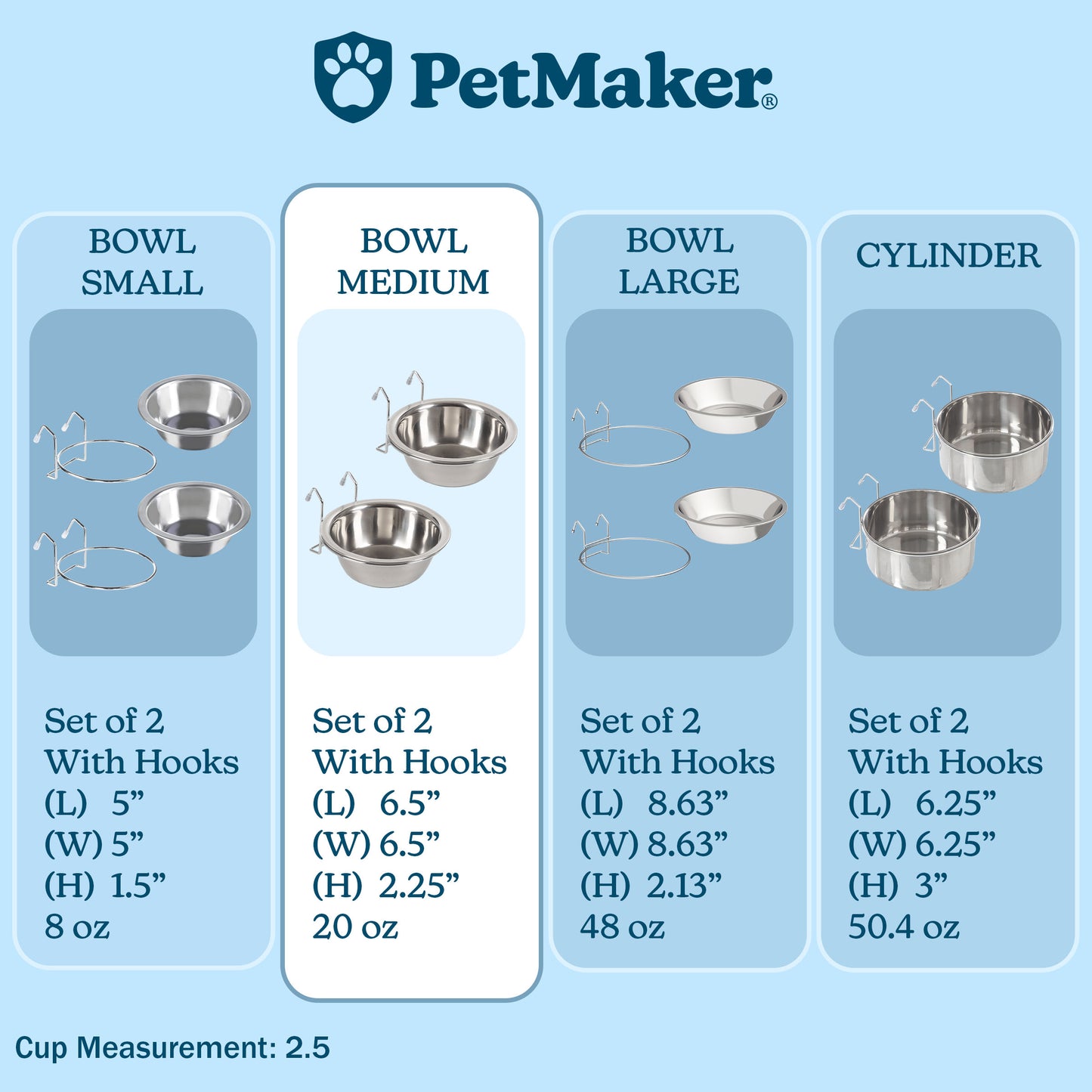 Stainless-Steel Hanging Dog Bowl Set