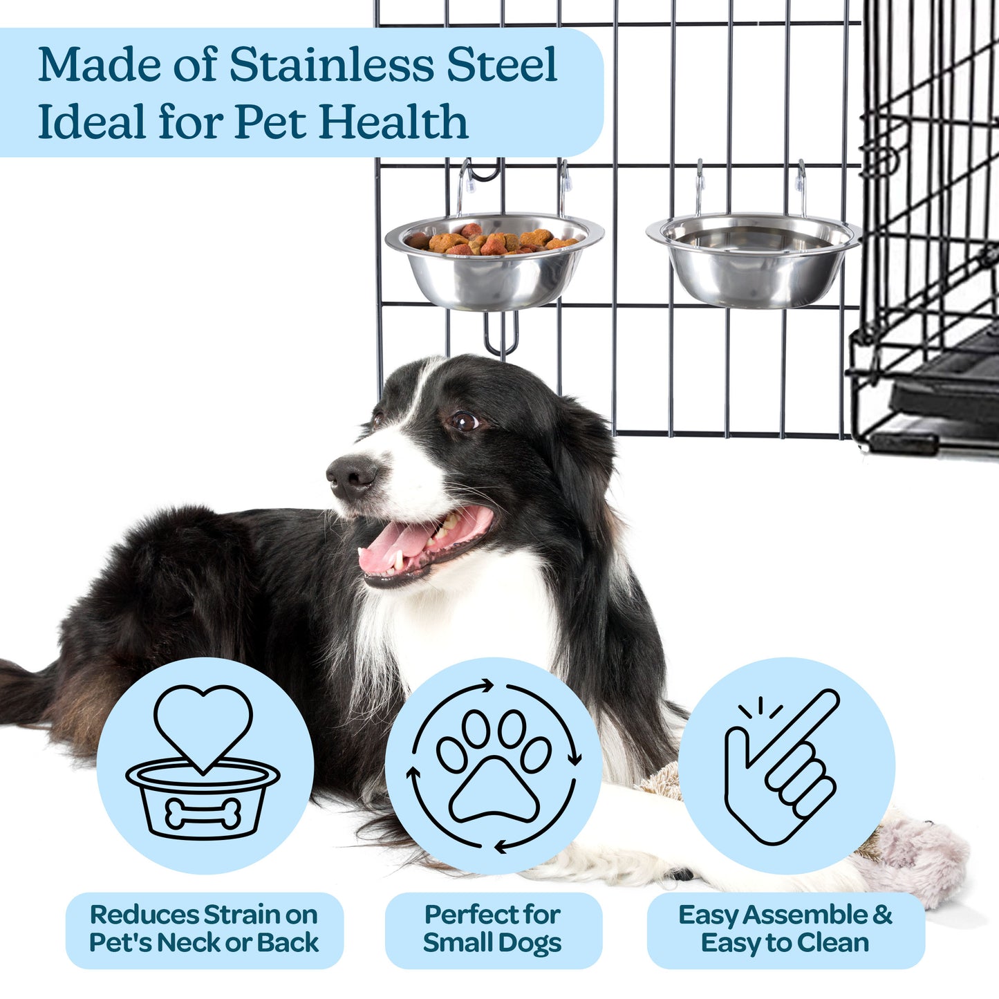 Stainless-Steel Hanging Dog Bowl Set