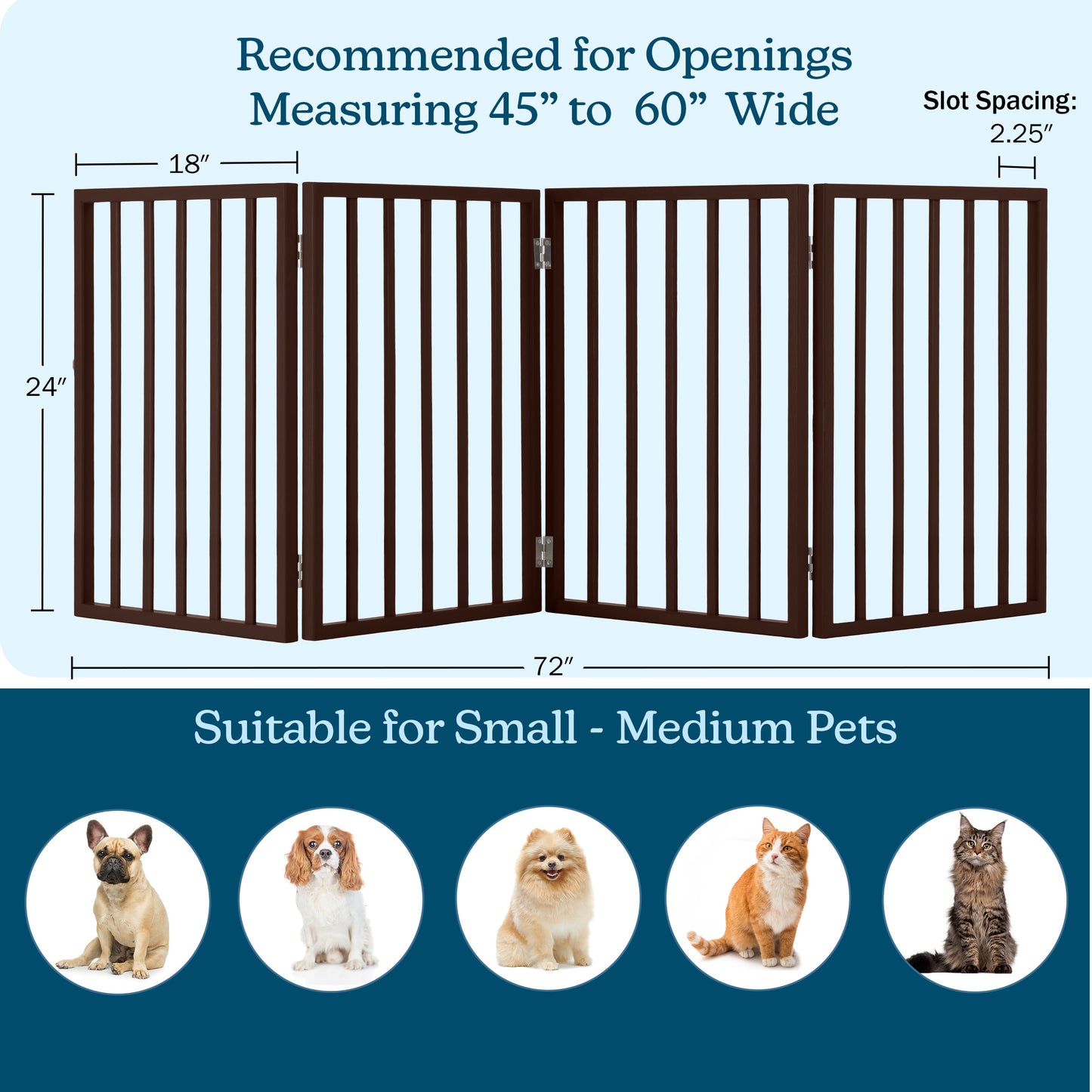 PETMAKER 4-Panel Indoor Foldable Pet Gate, Brown