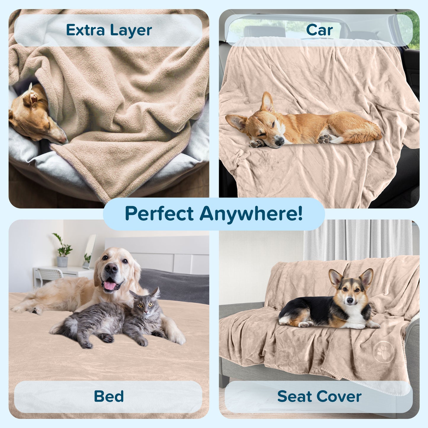 PETMAKER 50x60-Inch Waterproof Dog Blanket, Tan