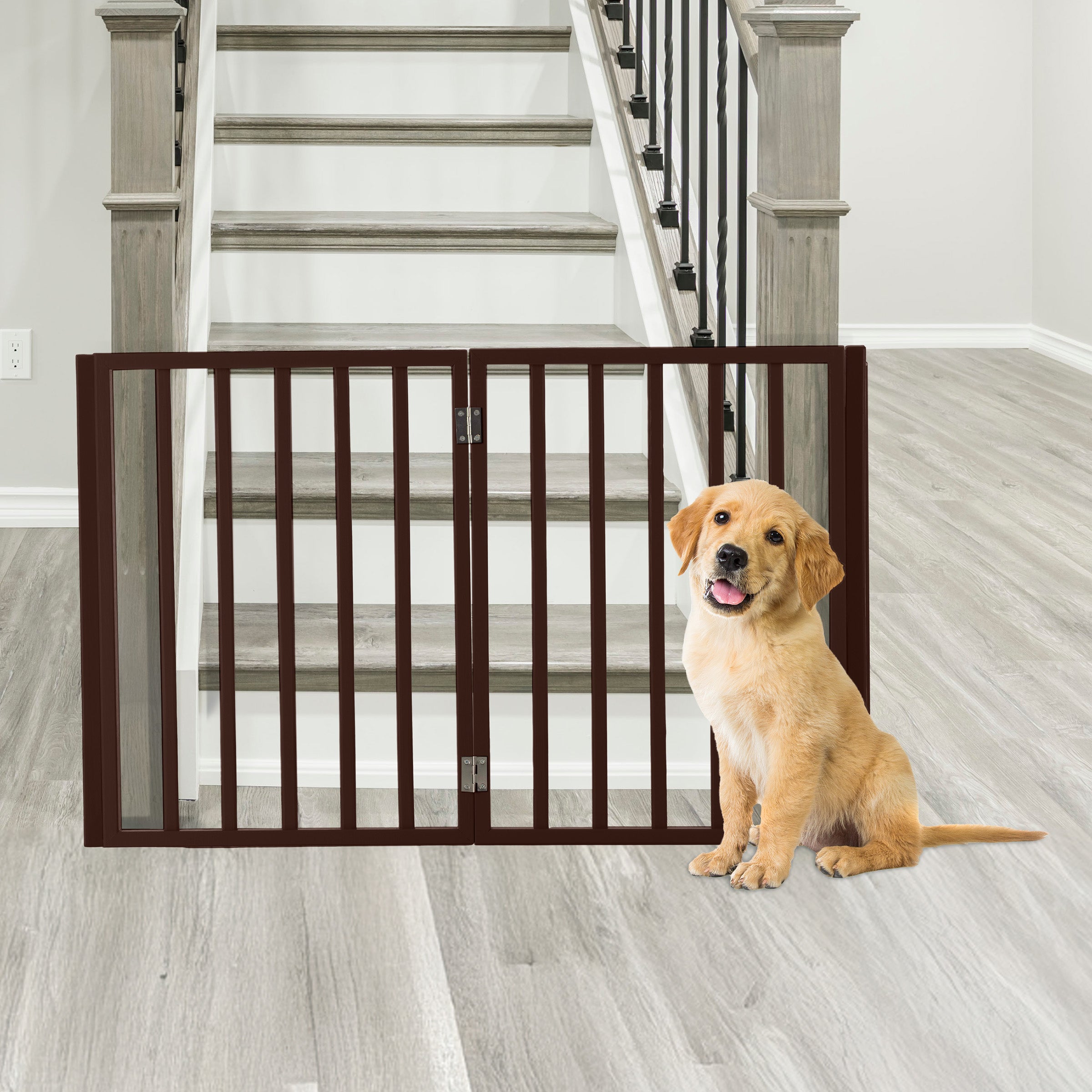 Pet Gate - 4-Panel Indoor Freestanding Pet Gate – 73x24 inch