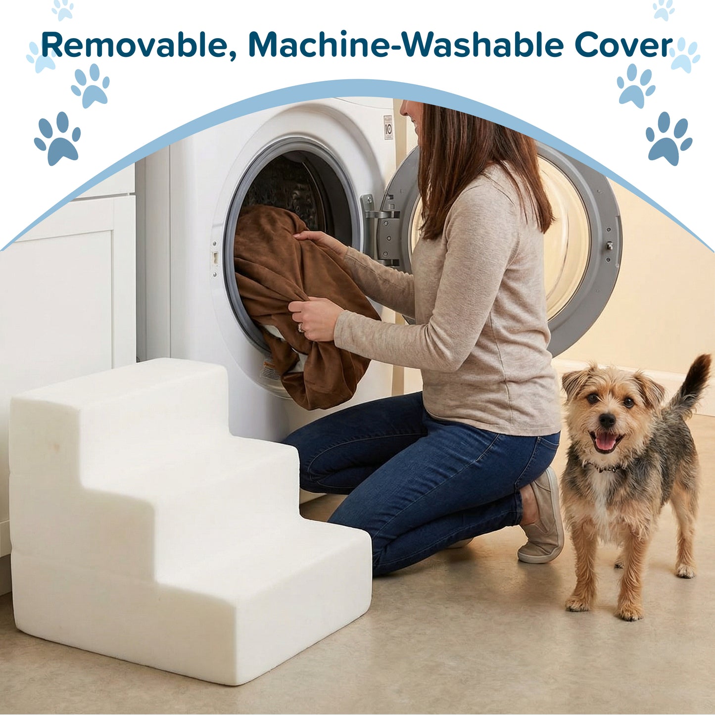 3-Step Nonslip Foam Pet Staircase