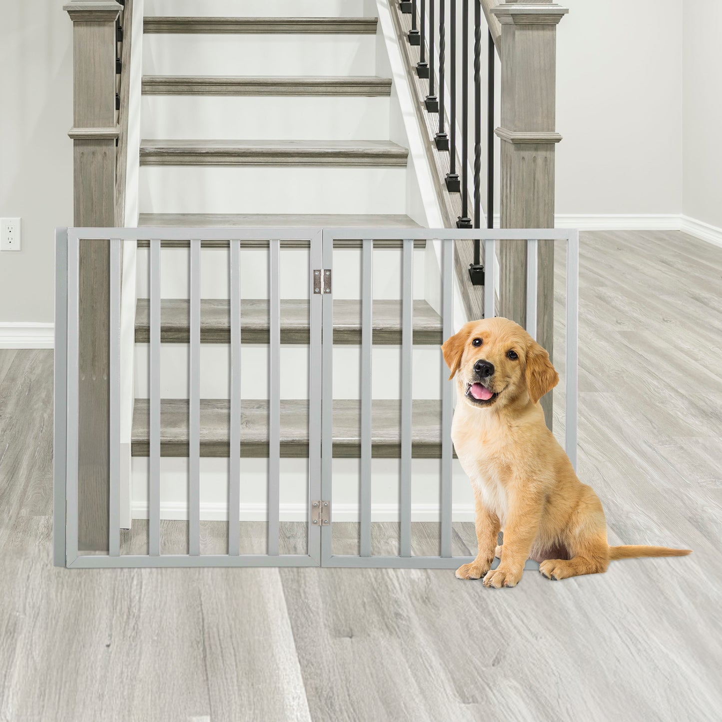 PETMAKER 3-Panel Indoor Foldable Pet Gate, Gray
