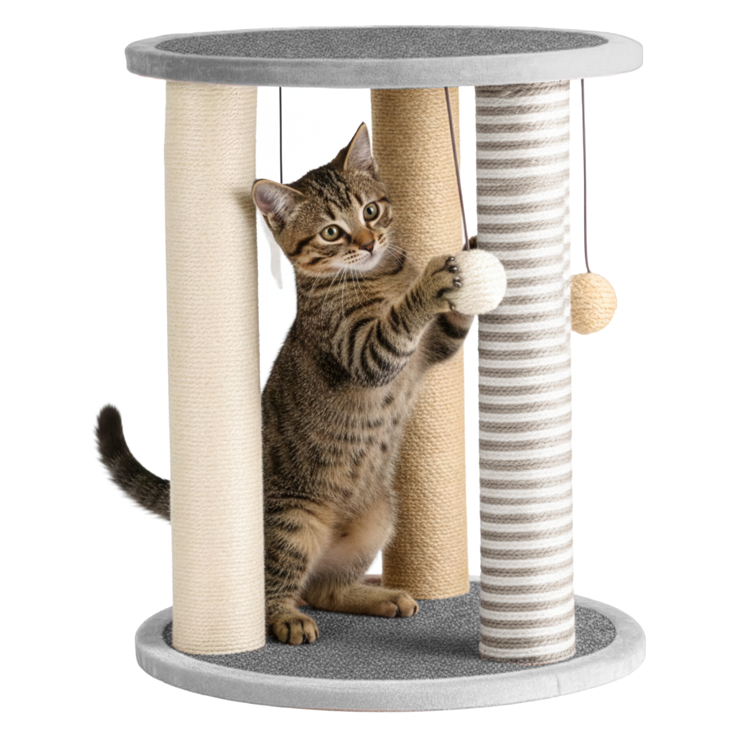 Cat Scratching Post Tower for Indoor Cats, 3 Sisal Rope Scratchers