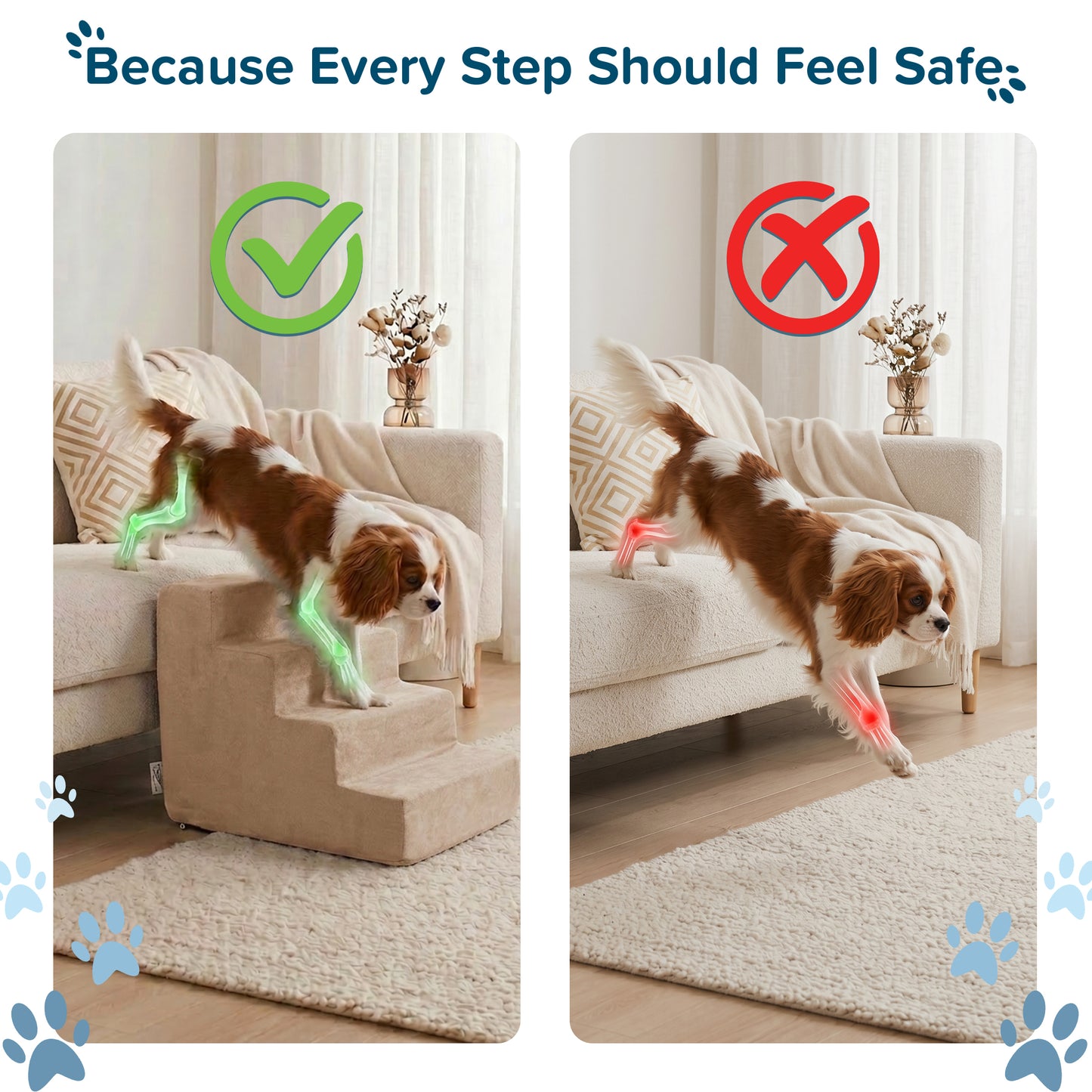 4-Step Non-Slip Foam Pet Stairs