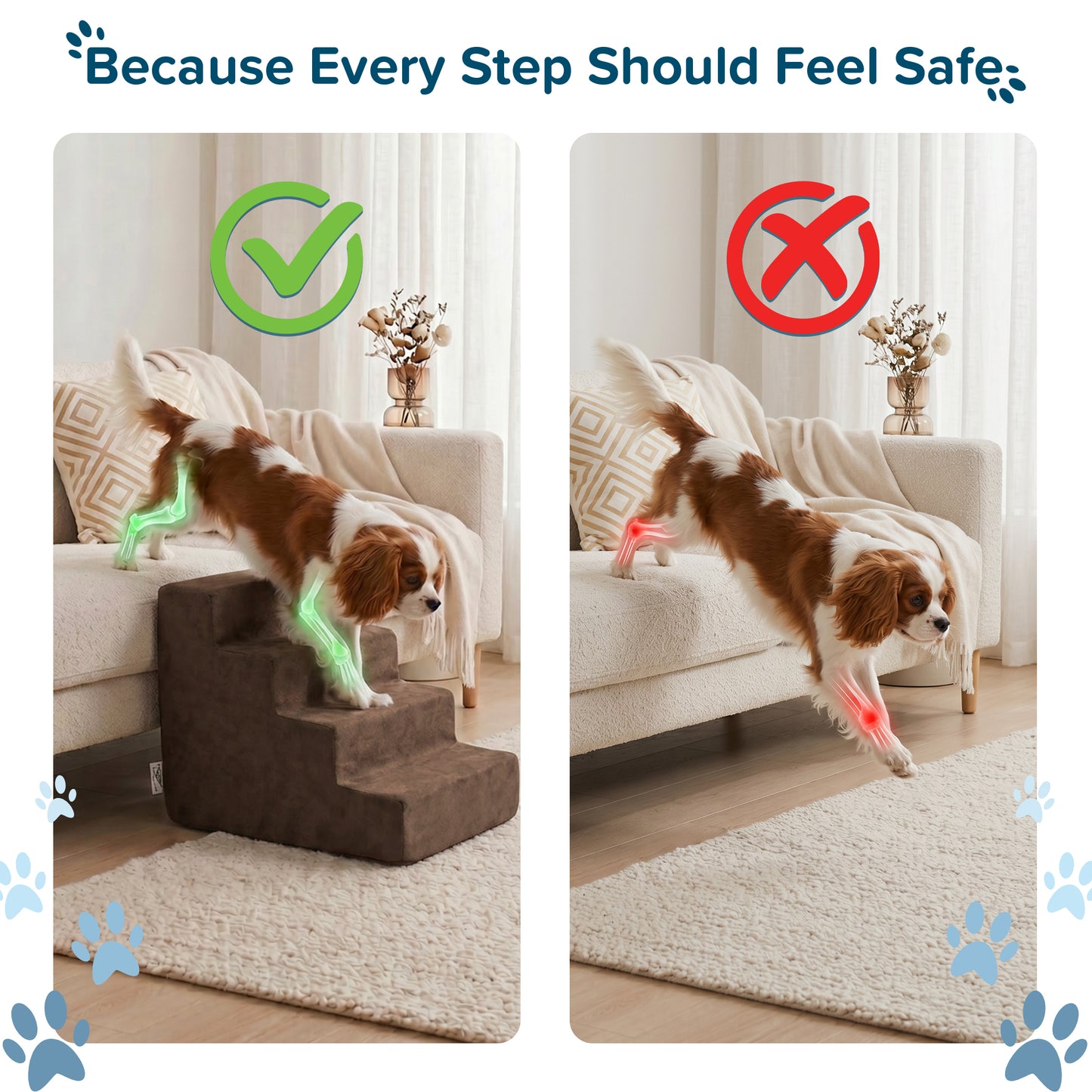 PETMAKER Foam Dog Stairs for Small Pets, Brown