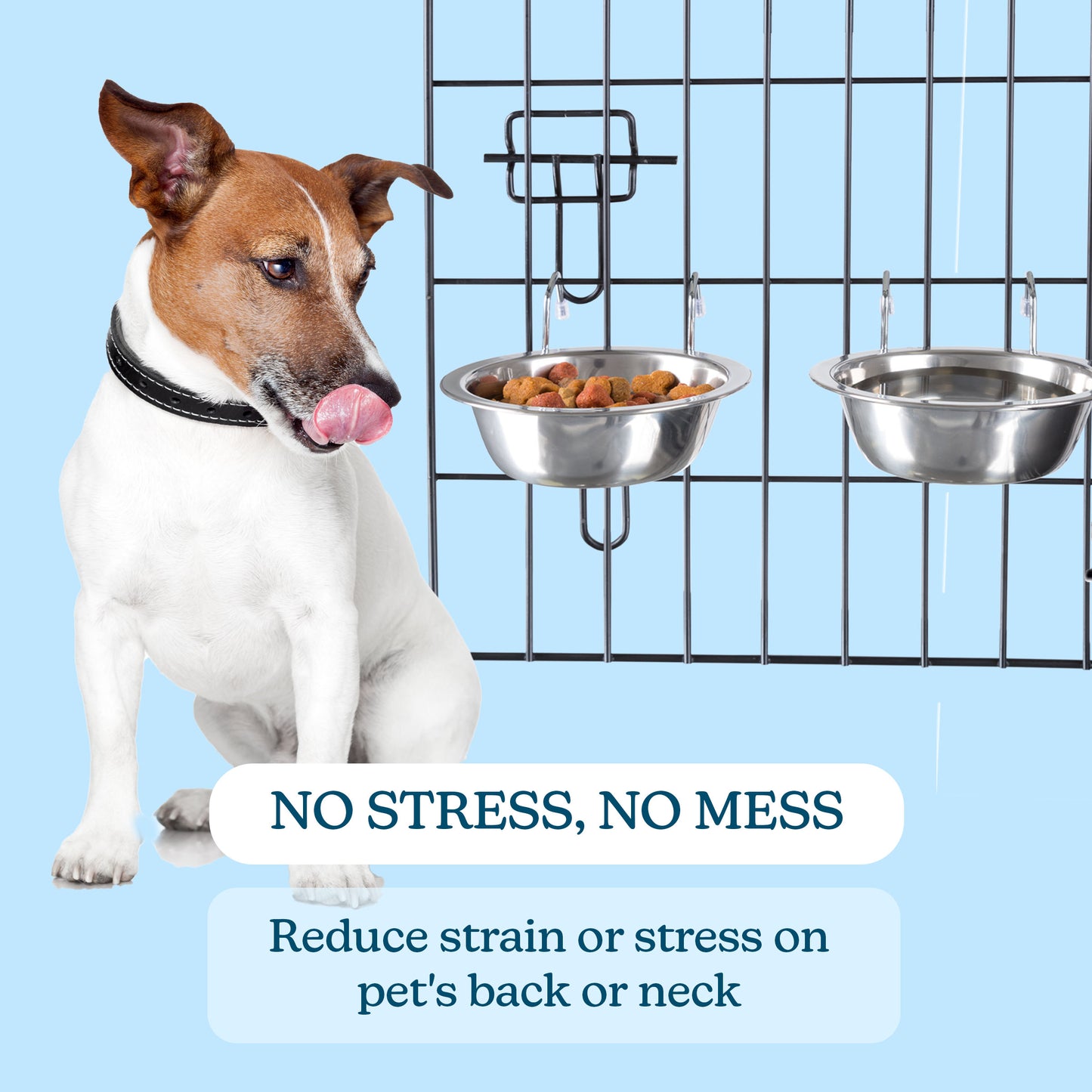 Stainless-Steel Hanging Dog Bowl Set