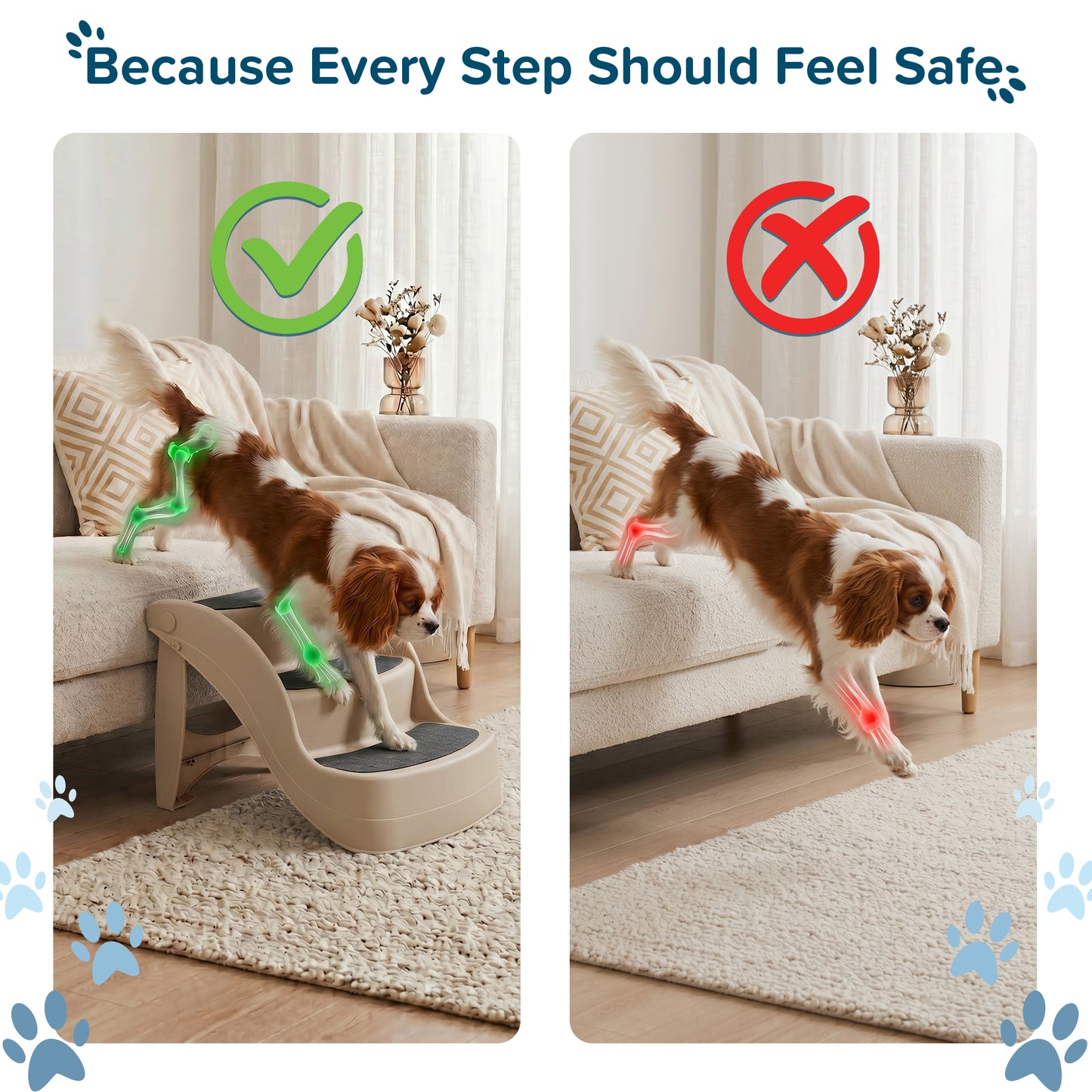 PETMAKER 3-Step Pet Stairs for Small Dogs, Tan