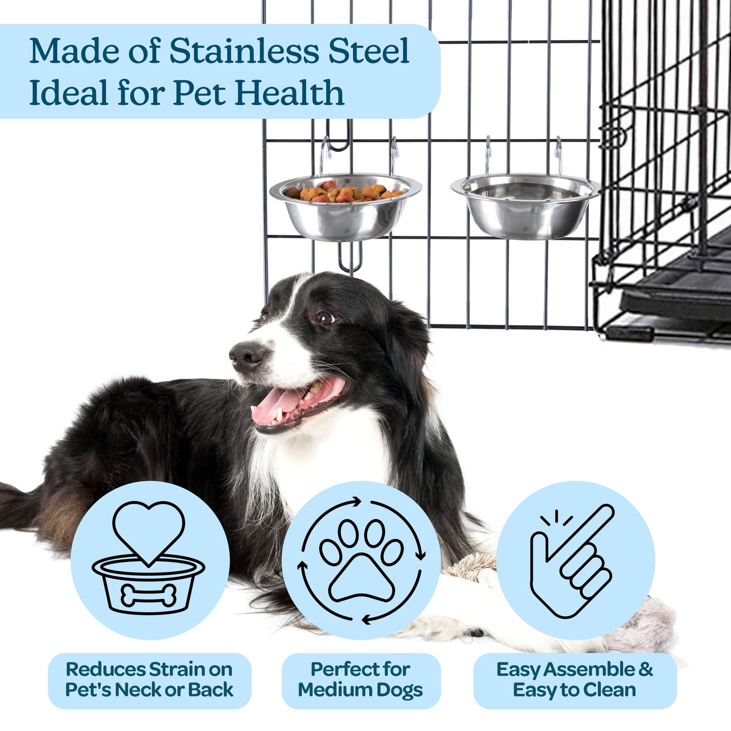 Stainless-Steel Hanging Dog Bowl Set