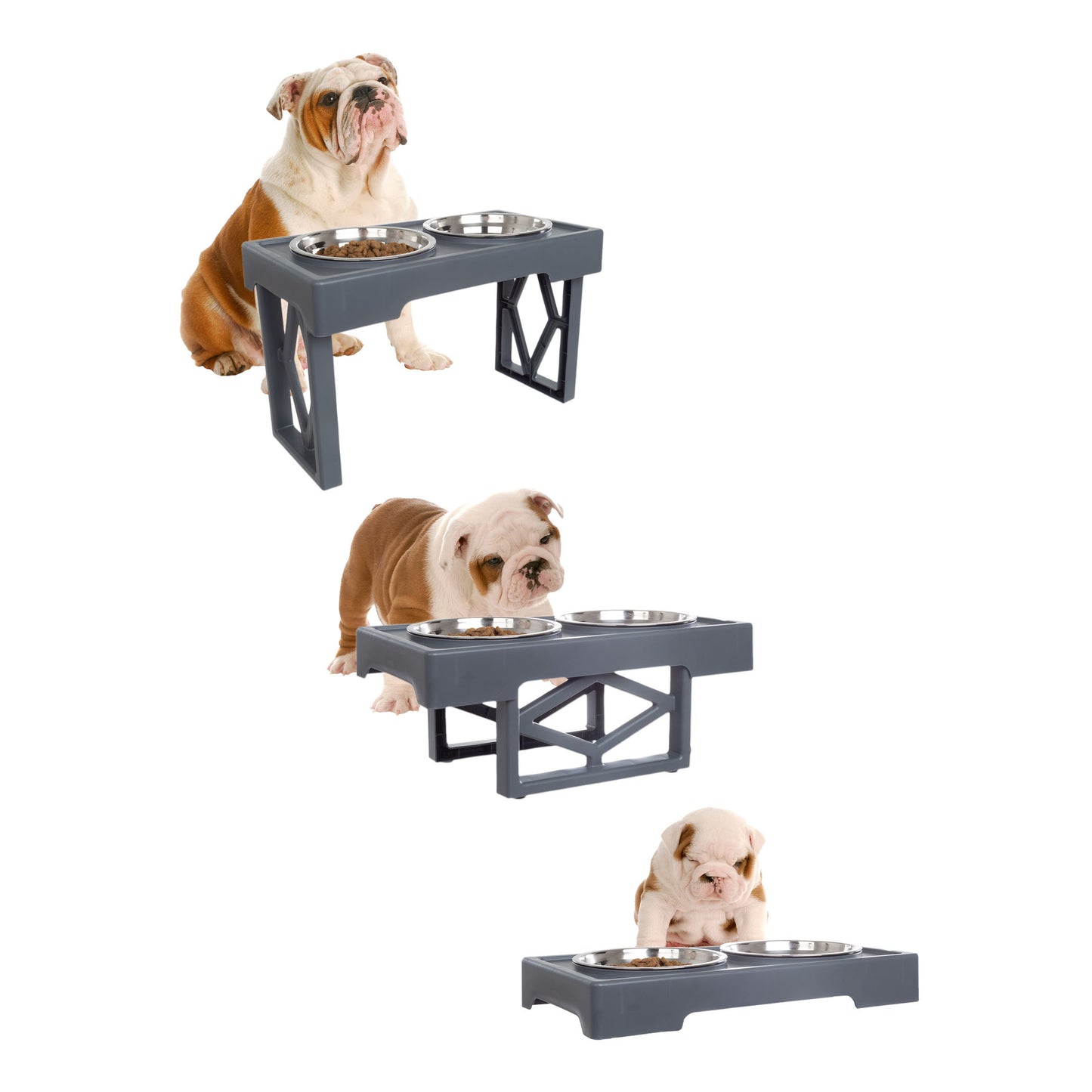 Grepow Adjustable Raised Dog Bowl Stand, Gray