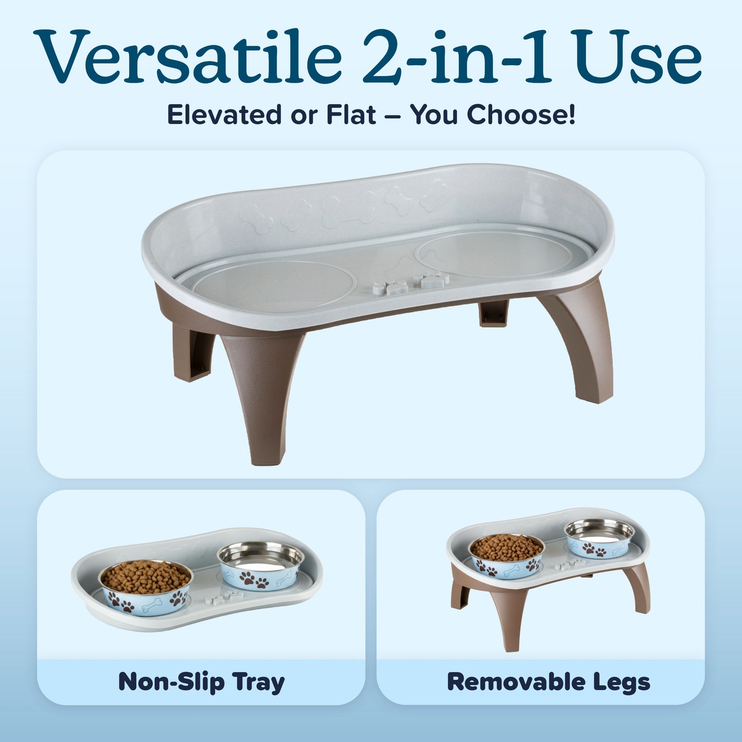 Grepow 8.5-Inch-Tall Dog Bowl Stand, Brown