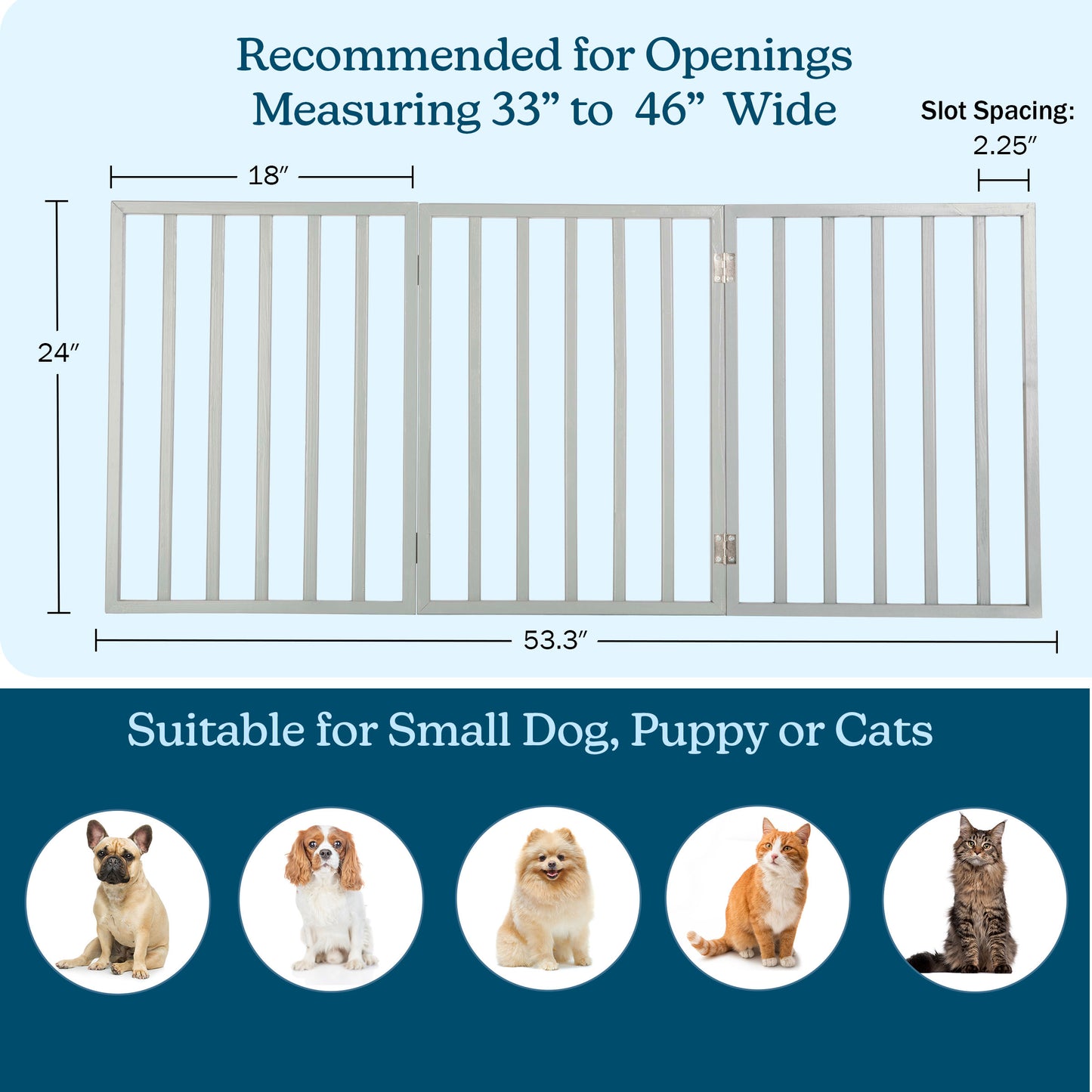 PETMAKER 3-Panel Indoor Foldable Pet Gate, Gray