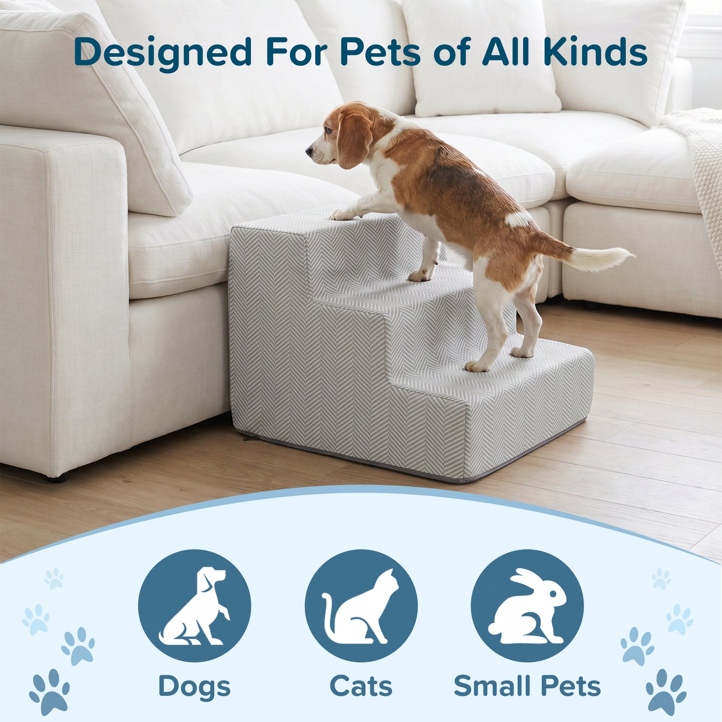 3-Step Nonslip Foam Pet Staircase