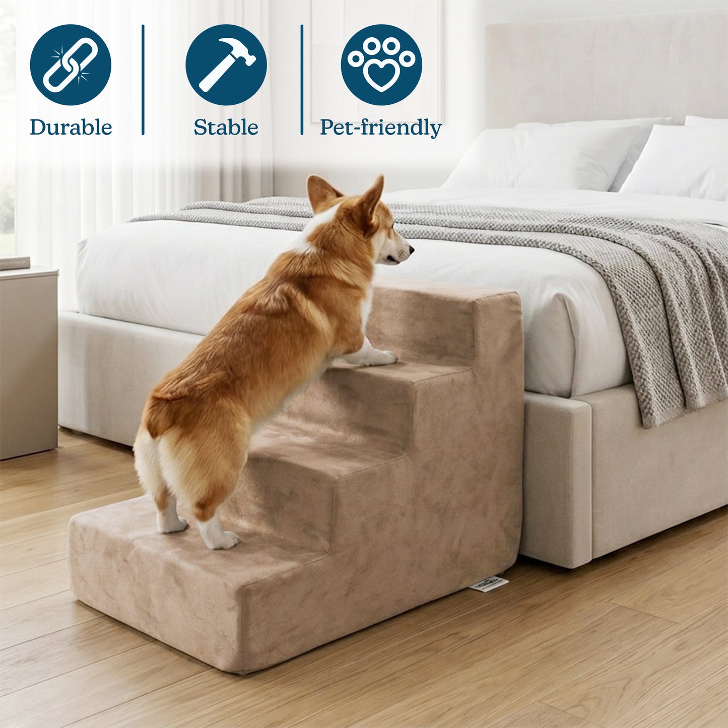4-Step Non-Slip Foam Pet Stairs