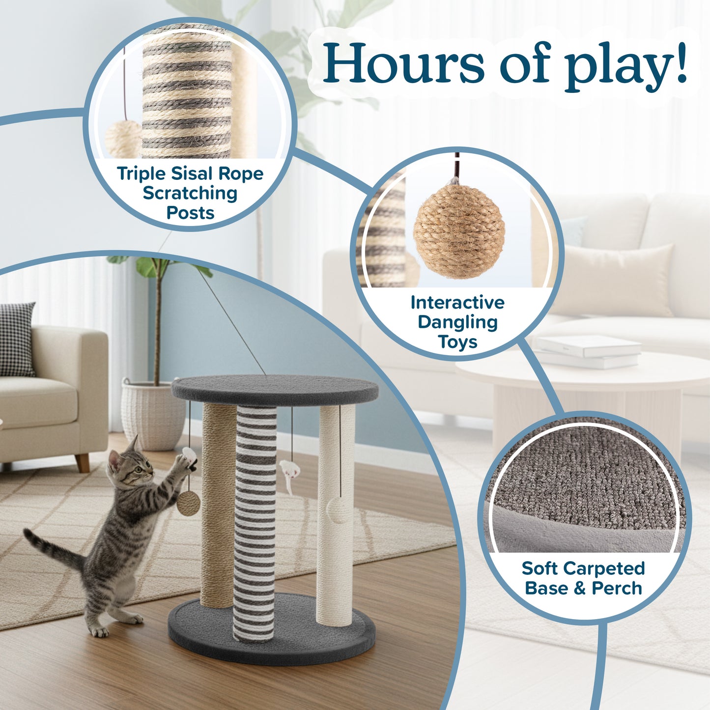 3-Post Cat Scratching Tower