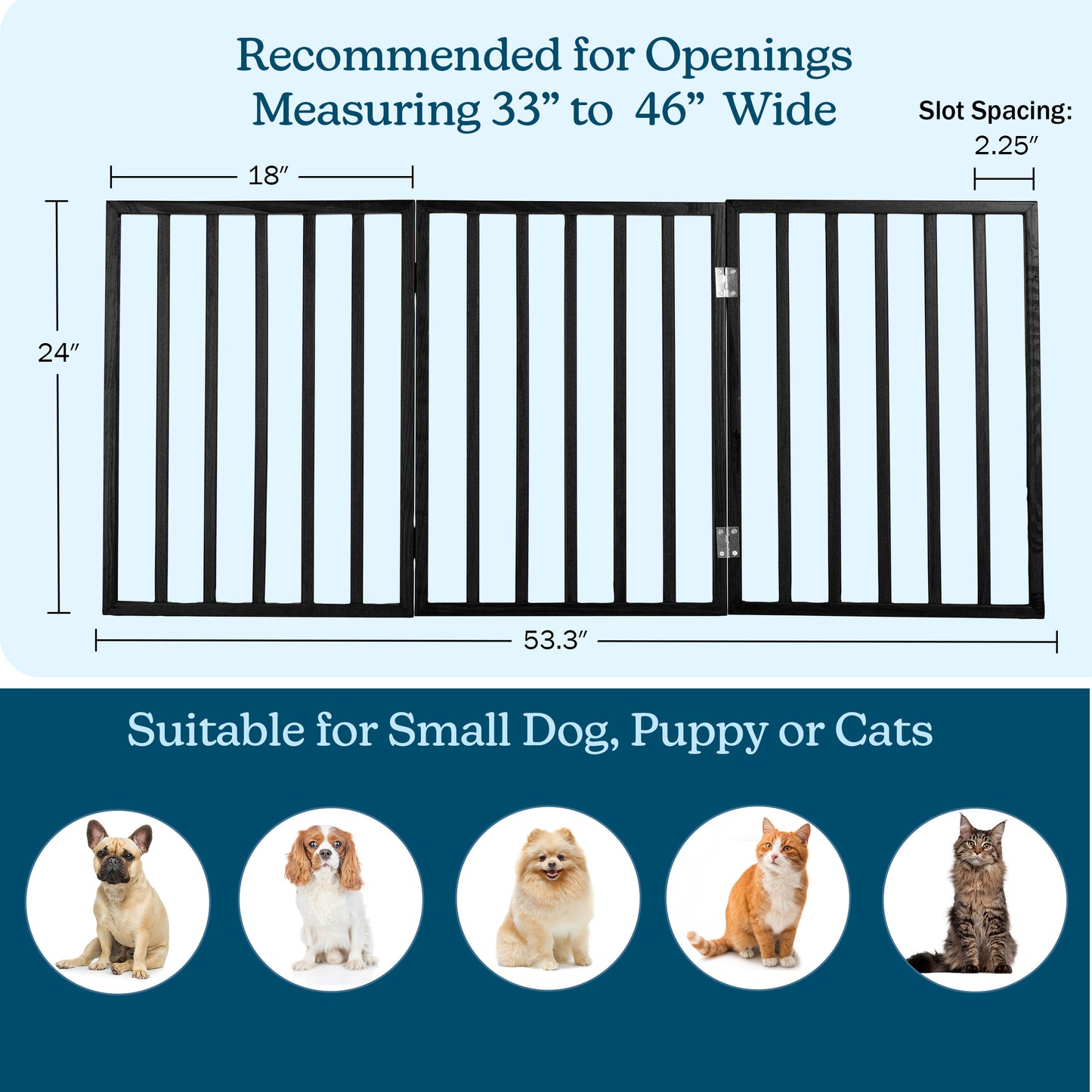 PETMAKER 3-Panel Indoor Foldable Pet Gate, Black