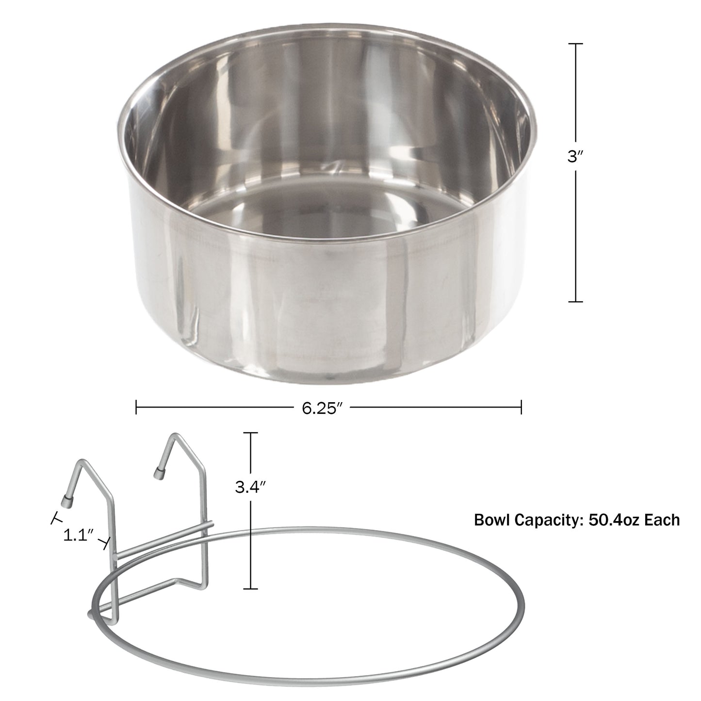 Stainless-Steel Hanging Dog Bowl Set