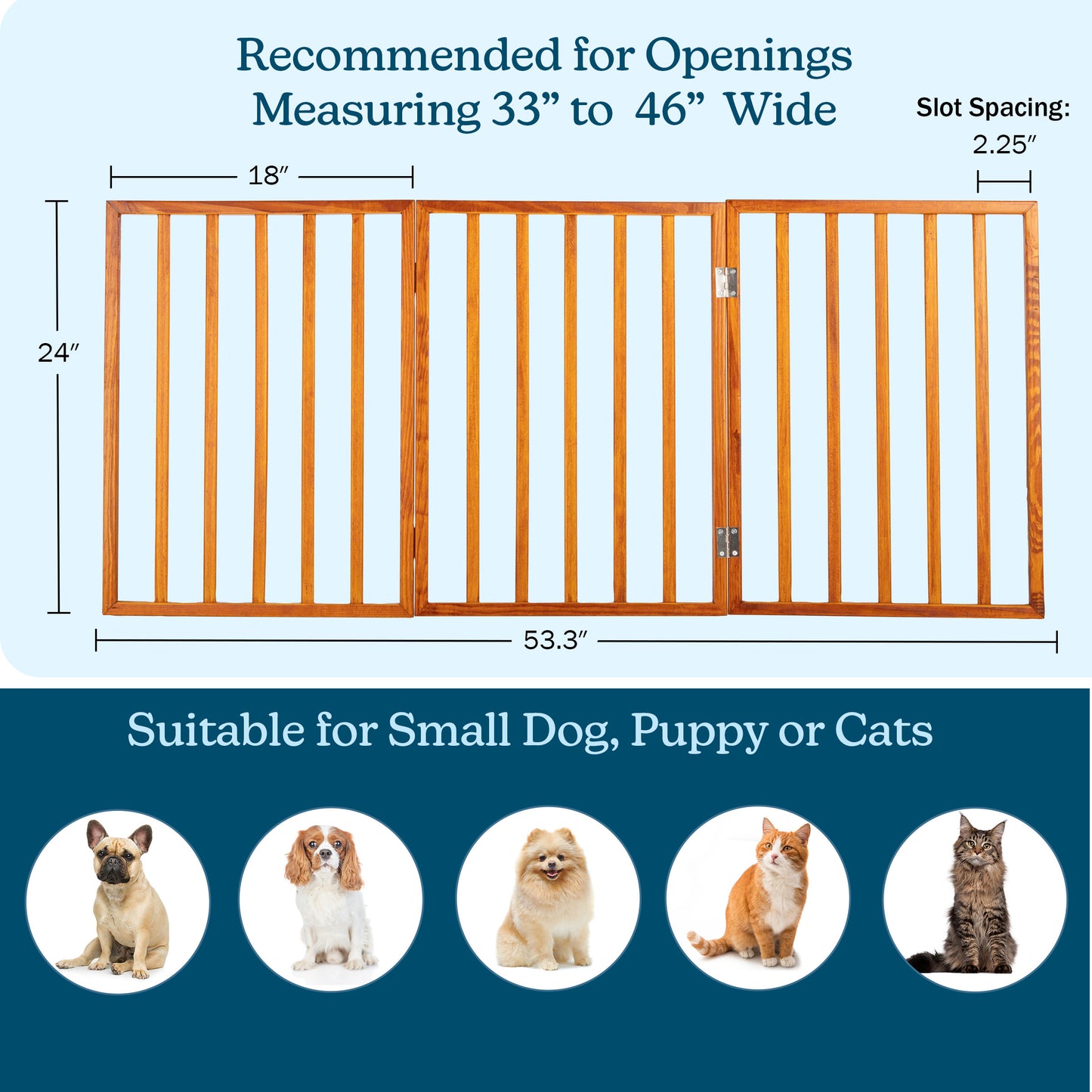 PETMAKER 3-Panel Foldable Pet Gate, Mahogany