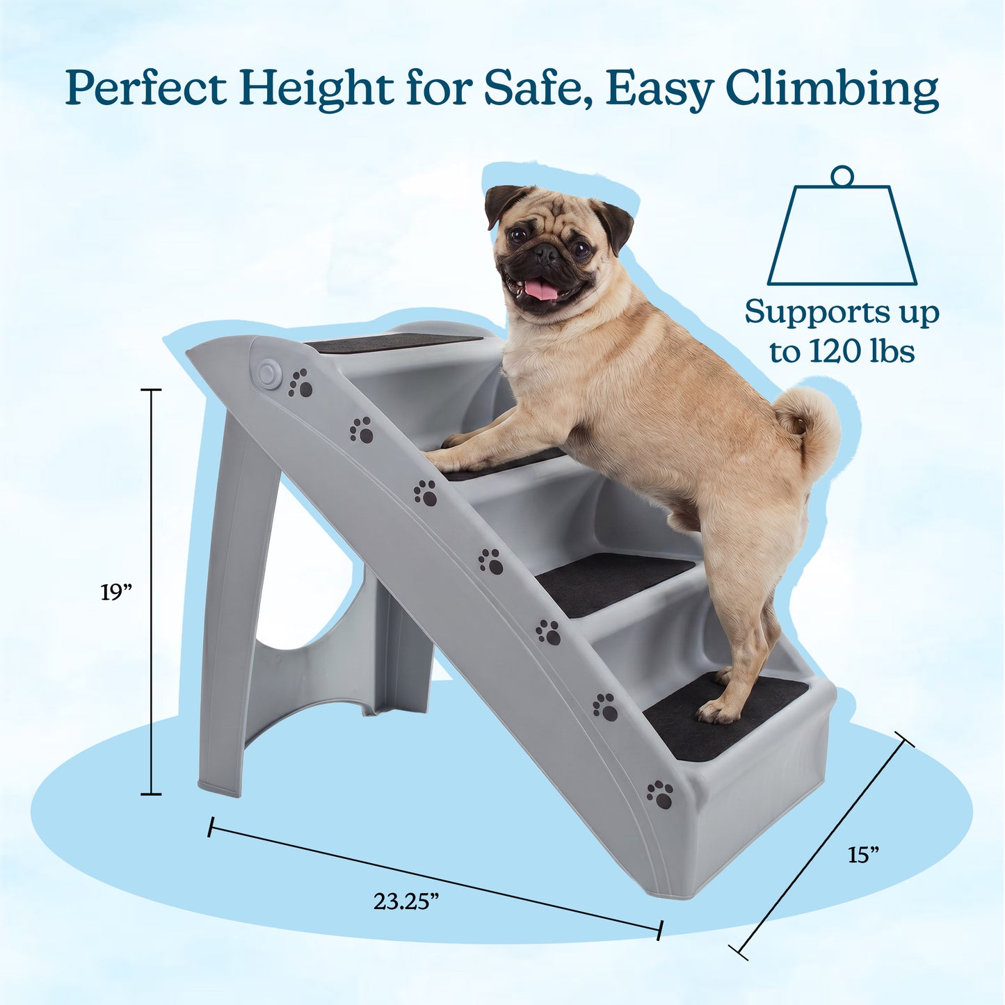 PETMAKER 4-Step Foldable Dog Stairs, Gray