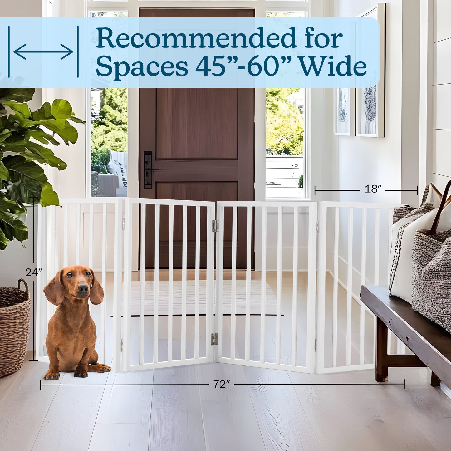 PETMAKER 4-Panel Indoor Foldable Pet Gate, White