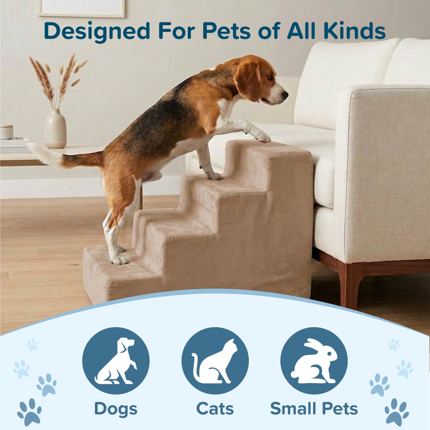 4-Step Non-Slip Foam Pet Stairs