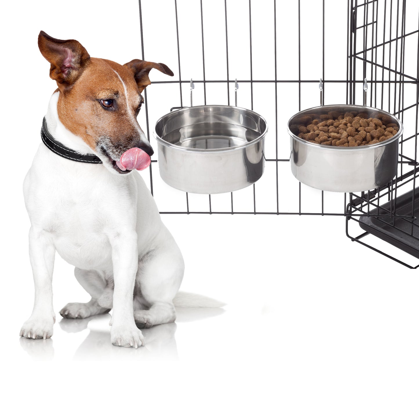 Stainless-Steel Hanging Dog Bowl Set