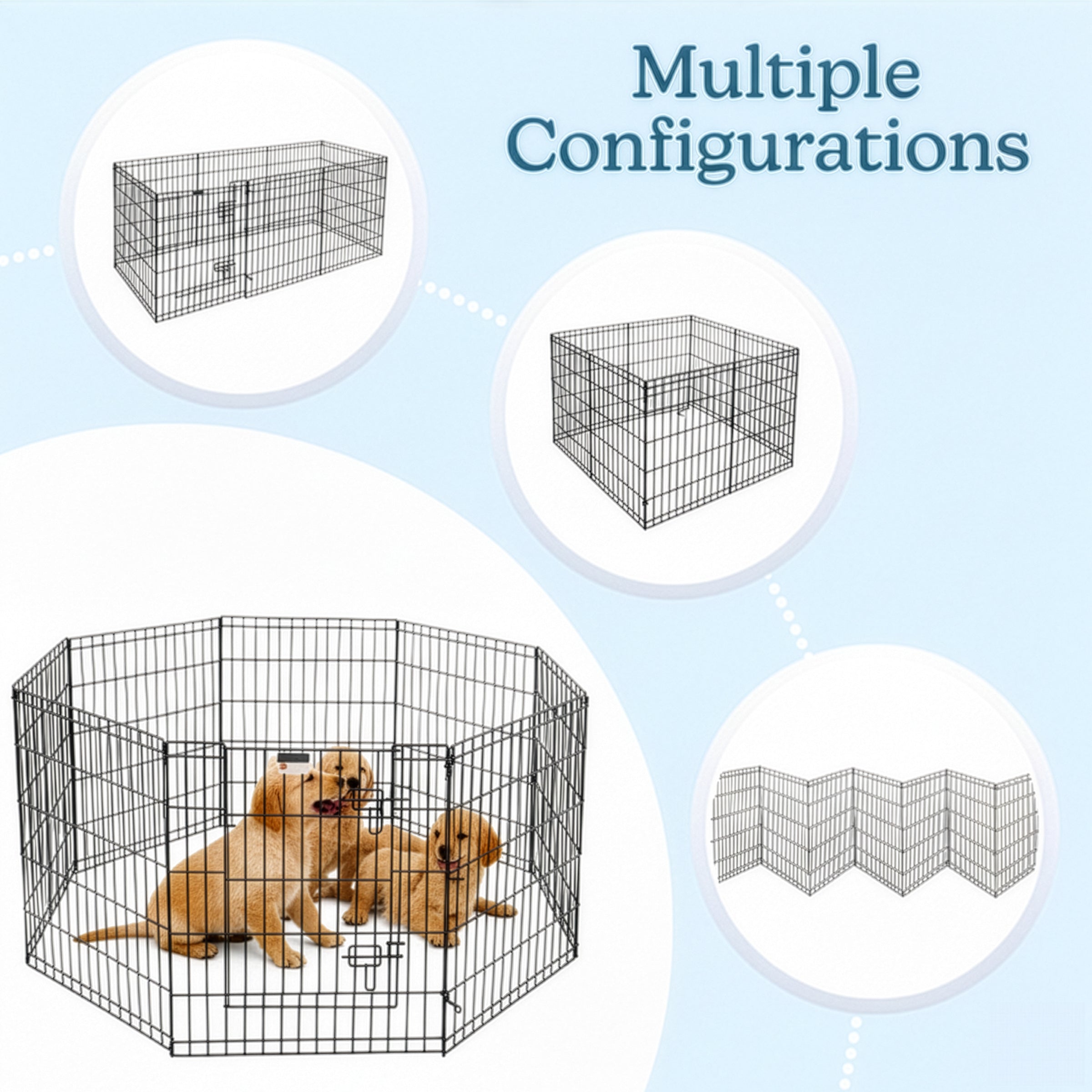 Dog Playpen – Foldable Metal Puppy Exercise Pen with 8 Durable 24
